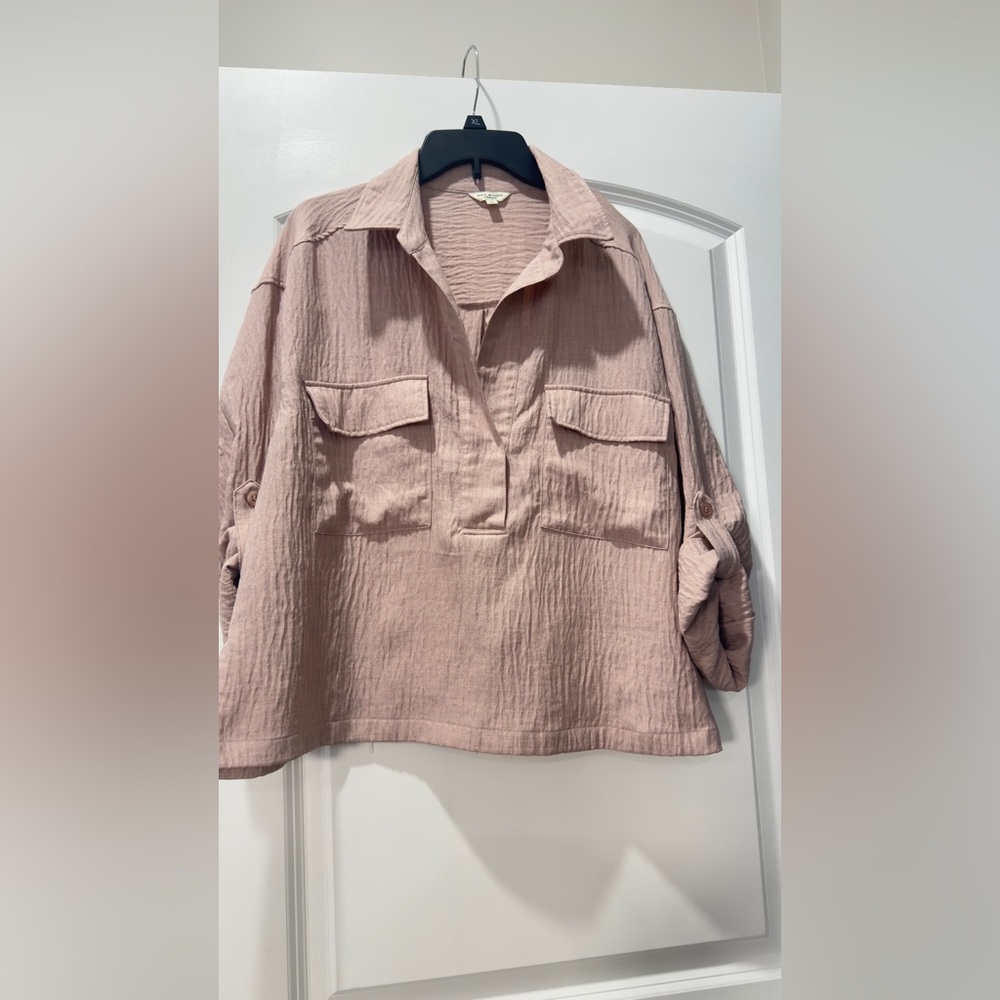 Max Studio Blush Button Down Shirt